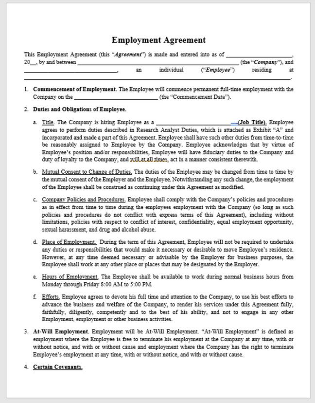 Hourly Employment Agreement
