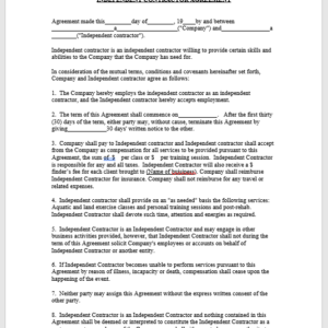 Independent Contractor Agreement Raw